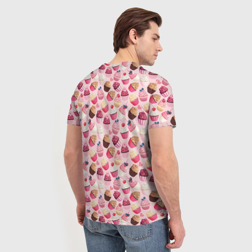 Мужская футболка 3D с принтом Пирожные с Ягодами, вид сзади #2