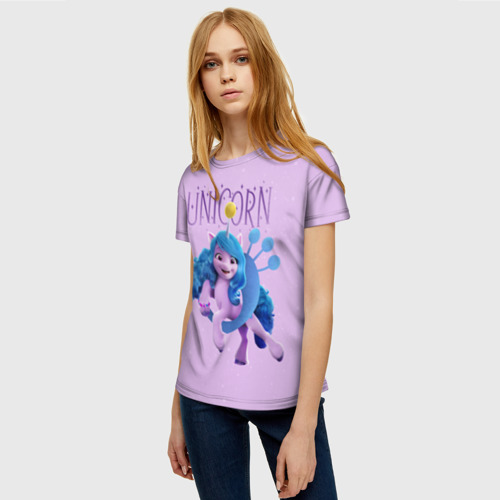 Женская футболка 3D с принтом Unicorn Izzy, фото на моделе #1