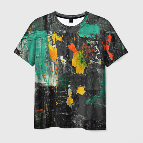 Мужская футболка 3D с принтом Пятна краски, вид спереди #2