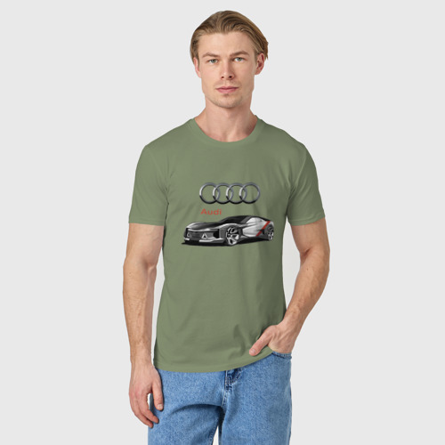Мужская футболка хлопок с принтом Ауди - автоспорт концепт эскиз, фото на моделе #1