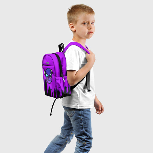 Детский рюкзак 3D с принтом Geometry Dash - Геометри Дэш игра, вид сзади #1