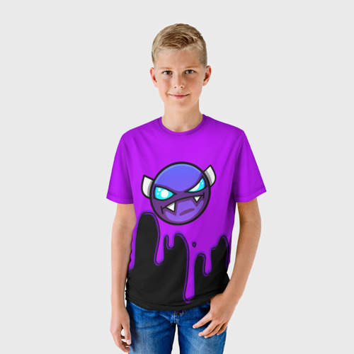 Детская 3D футболка с принтом Geometry Dash - Геометри Дэш игра, фото на моделе #1