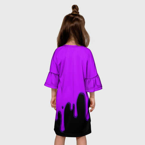 Детское платье 3D с принтом Geometry Dash - Геометри Дэш игра, вид сзади #2