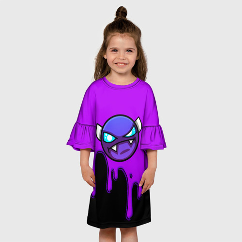 Детское платье 3D с принтом Geometry Dash - Геометри Дэш игра, вид сбоку #3