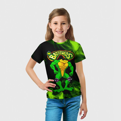 Детская футболка 3D с принтом Battletoads Rash, вид сбоку #3