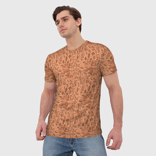 Мужская футболка 3D с принтом Жирафы на фоне пятен, фото на моделе #1