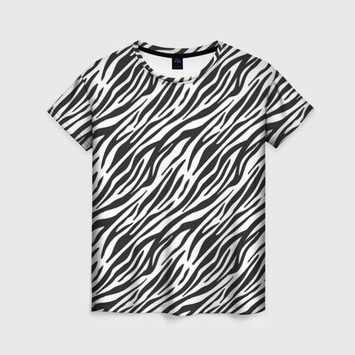 Женская футболка 3D с принтом Чёрно-Белые полоски Зебры, вид спереди #2