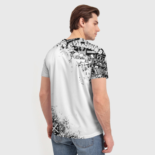 Мужская 3D футболка с принтом КОРОЛЬ И ШУТ ЧЁРНО БЕЛЫЙ, вид сзади #2