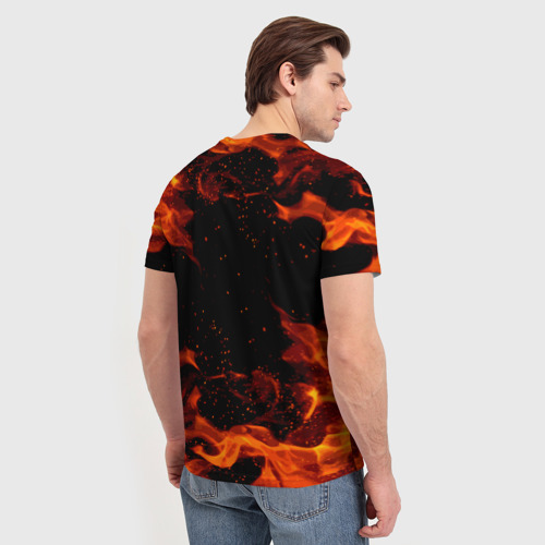 Мужская футболка 3D с принтом Геометри Дэш огонь | Geometry Dash, вид сзади #2