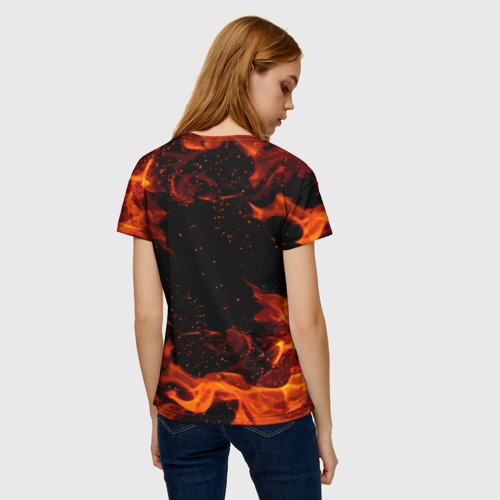 Женская футболка 3D с принтом Геометри Дэш огонь | Geometry Dash, вид сзади #2