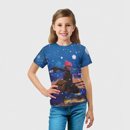 Детская футболка 3D с принтом Ведьмина служба доставки, вид сбоку #3