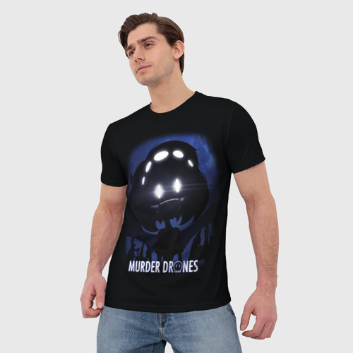 Мужская 3D футболка с принтом MURDER DRONES - ДРОНЫ-УБИЙЦЫ - Serial Designation V, фото на моделе #1