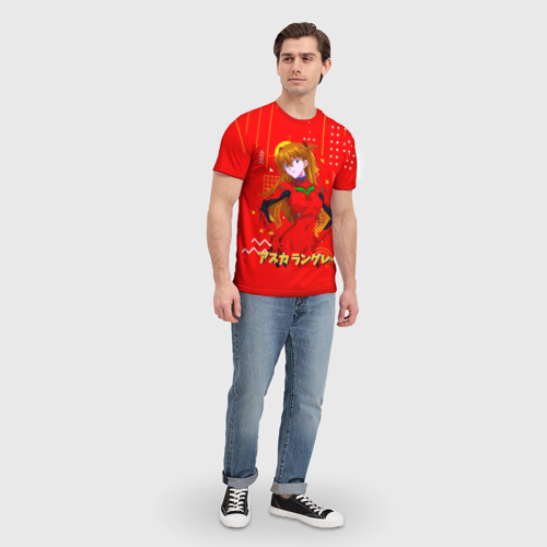 Мужская футболка 3D с принтом Аска Лэнгли Сорью Evangelion, вид сбоку #3