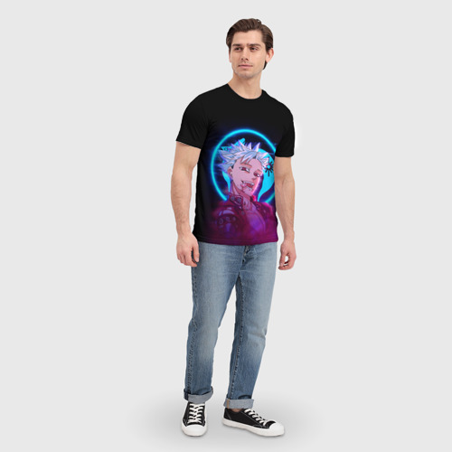 Мужская футболка 3D с принтом Ban seven deadly sins neon Бан, вид сбоку #3