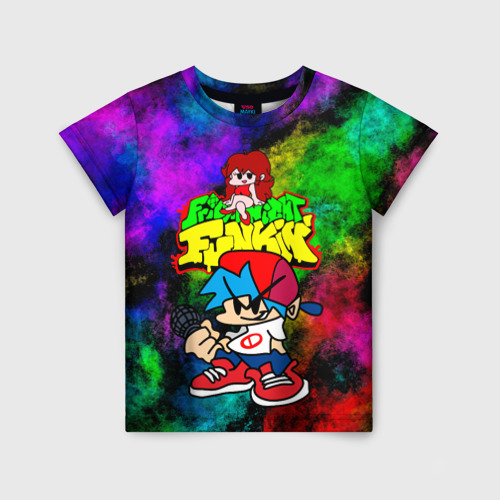 Детская футболка 3D с принтом Friday Night Funkin Boy and Girl, вид спереди #2