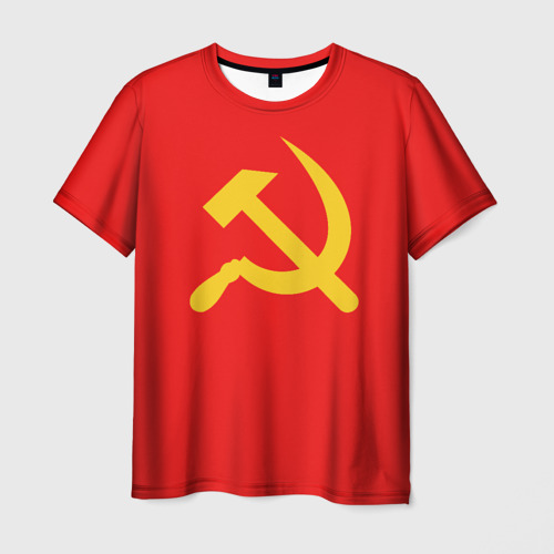 Мужская футболка 3D с принтом Красный Советский союз, вид спереди #2