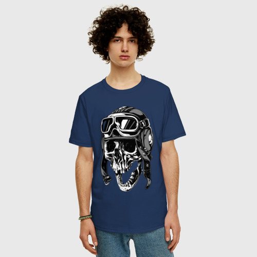 Мужская футболка хлопок Oversize с принтом Skull Ridеr, фото на моделе #1