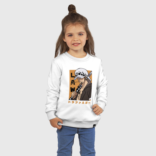 Детский свитшот хлопок с принтом Трафальгар Ло, фото на моделе #1