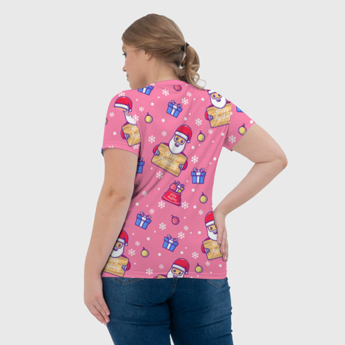 Женская футболка 3D с принтом Санта на драконе 2022, вид сзади #2