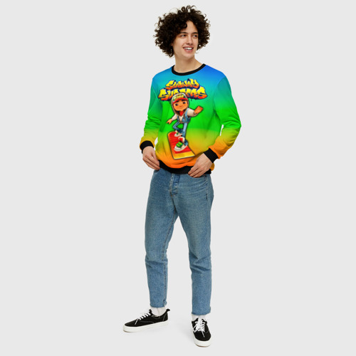 Мужской свитшот 3D с принтом Subway Surfers / Метро серферов, вид сбоку #3