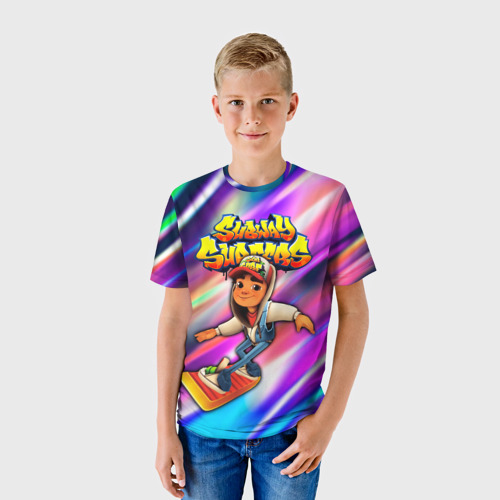 Детская 3D футболка с принтом Subway Surfers, фото на моделе #1