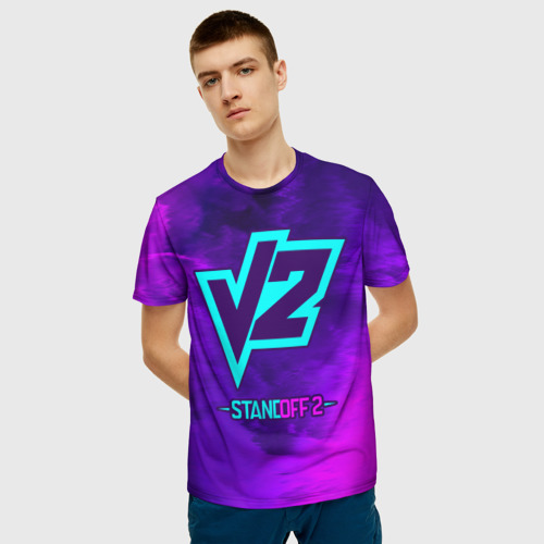 Мужская 3D футболка с принтом СТАНДОФФ 2 - V2 - Огонь, фото на моделе #1