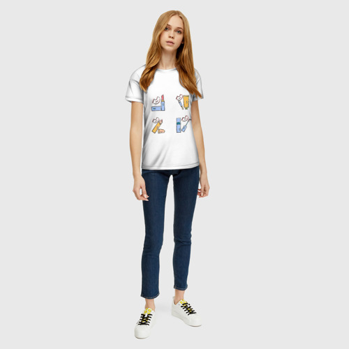 Женская 3D футболка с принтом Губки и помада, вид сбоку #3