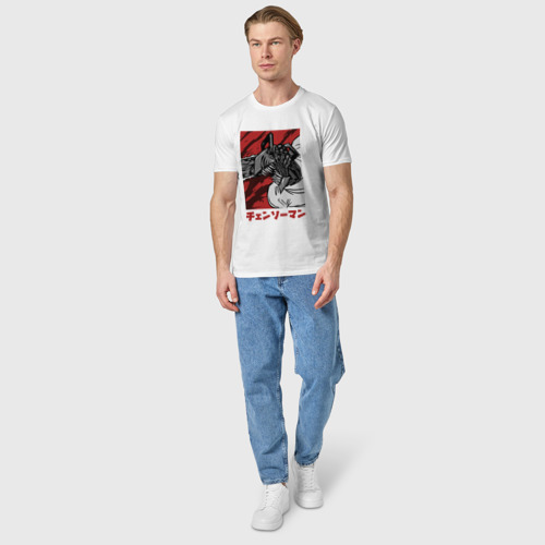 Мужская футболка хлопок с принтом Дэнджи Бензопила, вид сбоку #3