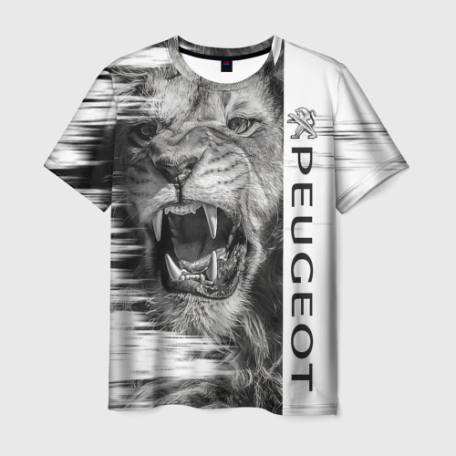 Мужская футболка 3D с принтом Peugeot/lion, вид спереди #2
