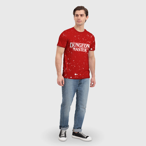 Мужская 3D футболка с принтом DUNGEON MASTER BLOOD ГАЧИМУЧИ КРАСНЫЙ, вид сбоку #3