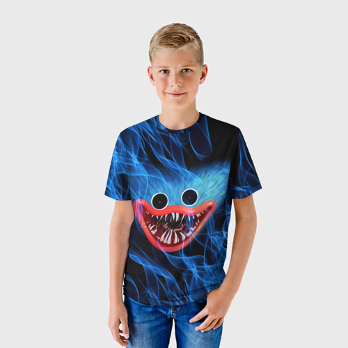 Детская 3D футболка с принтом POPPY PLAYTIME ХАГИ ВАГИ В ОГНЕ, фото на моделе #1