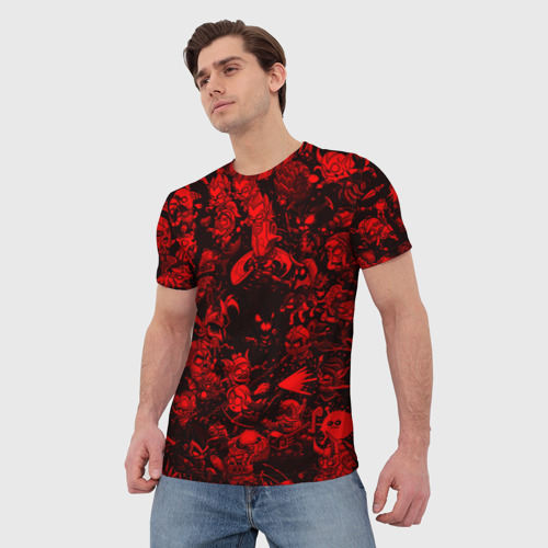 Мужская футболка 3D с принтом Dota 2 Heroes red pattern Дота, фото на моделе #1