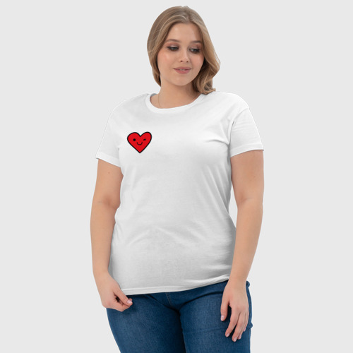 Женская футболка хлопок с принтом Смайлик сердечко, фото #4