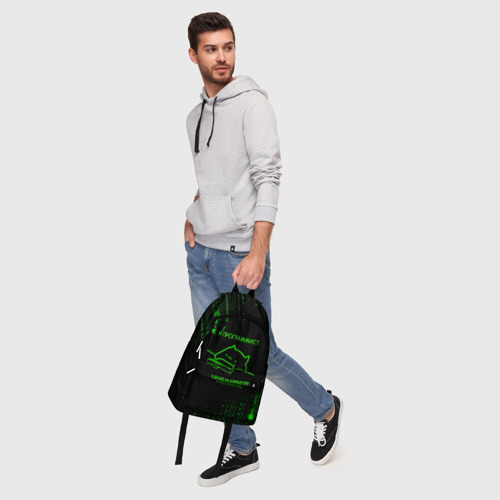 Рюкзак 3D с принтом Кот-программист и бинарный код, фото #5