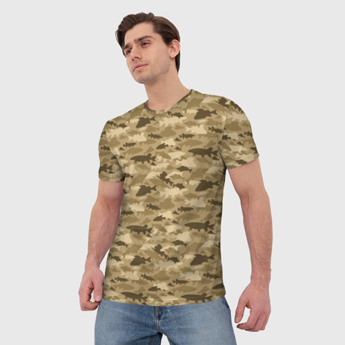Мужская футболка 3D с принтом Рыбы камуфляж, фото на моделе #1