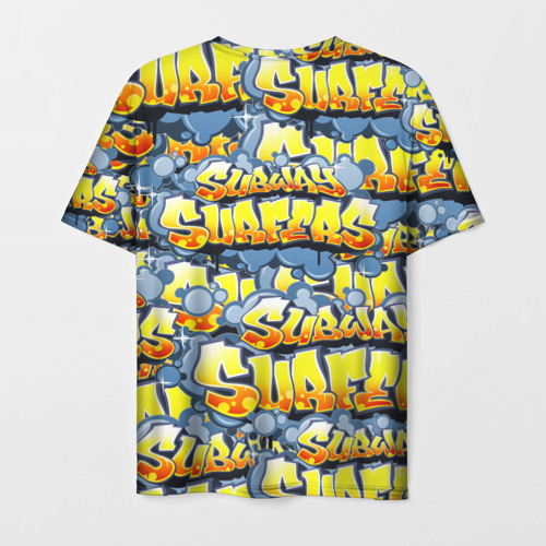 Мужская 3D футболка с принтом Subway Surfers / Сабвей Серферс, вид сзади #1