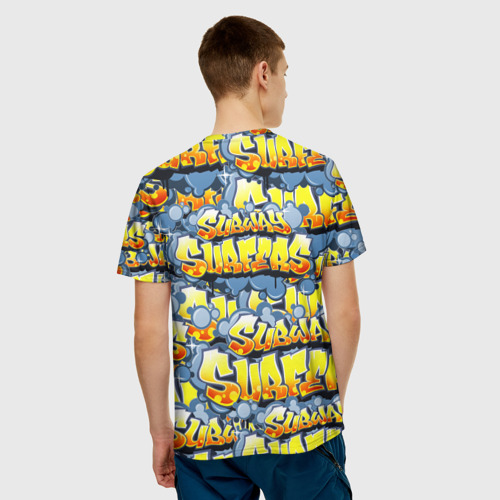 Мужская 3D футболка с принтом Subway Surfers / Сабвей Серферс, вид сзади #2