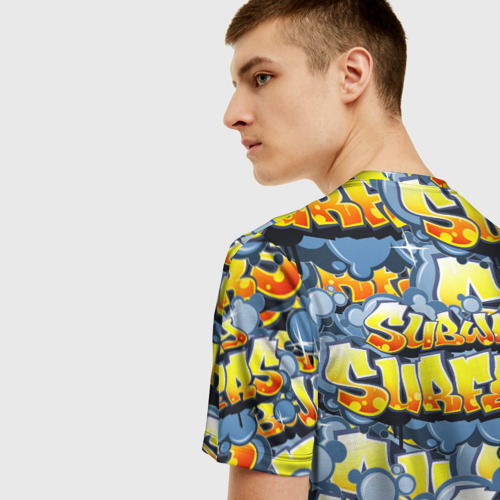 Мужская 3D футболка с принтом Subway Surfers / Сабвей Серферс, вид сзади #2
