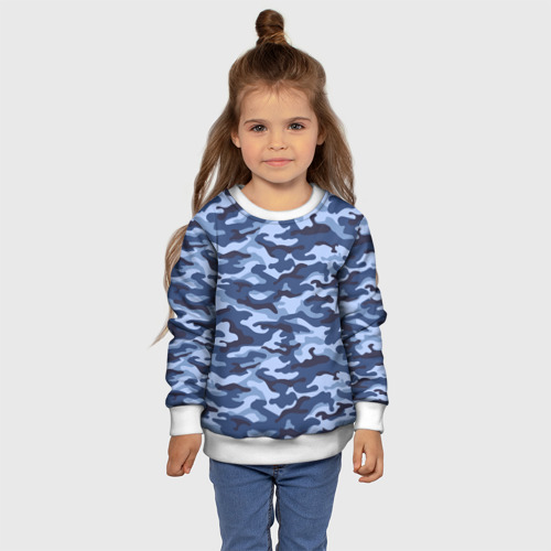Детский свитшот 3D с принтом Синий Камуфляж (Camouflage), фото #4