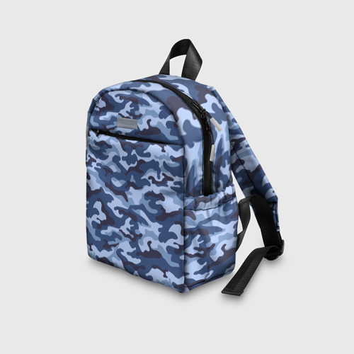 Детский рюкзак 3D с принтом Синий Камуфляж (Camouflage), вид сбоку #3