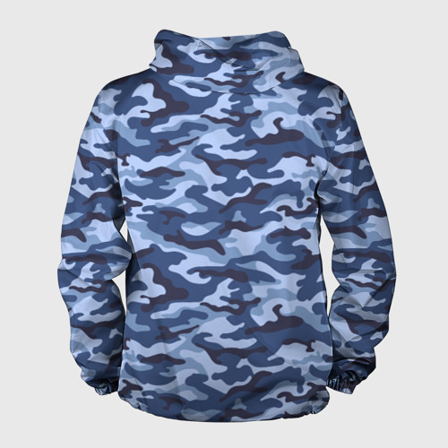 Мужская ветровка 3D с принтом Синий Камуфляж (Camouflage), вид сзади #1
