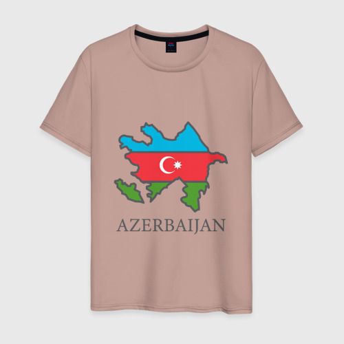 Мужская футболка хлопок с принтом Map Azerbaijan, вид спереди #2