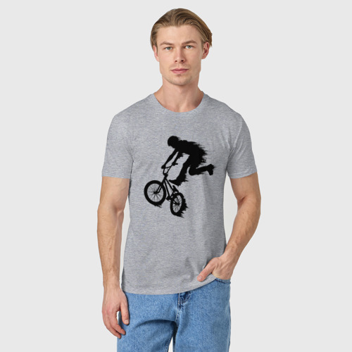 Мужская футболка хлопок с принтом Велоспорт BMX Racing велосипедист, фото на моделе #1