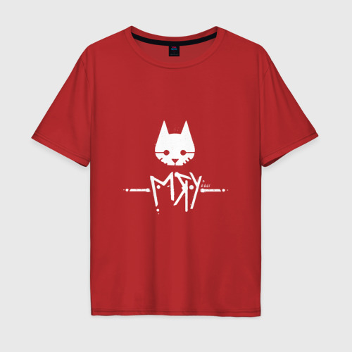Мужская футболка хлопок Oversize с принтом Stray Game Meow Кот бродяга Мяу, вид спереди #2