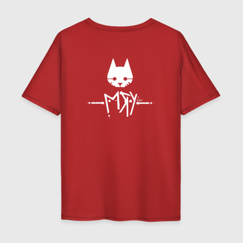 Мужская футболка хлопок Oversize с принтом Stray Game Meow Кот бродяга Мяу, вид сзади #1