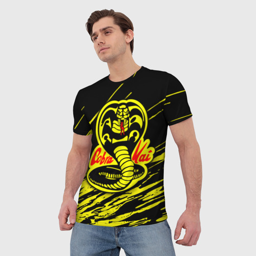 Мужская футболка 3D с принтом Кобра Кай логотип, фото на моделе #1