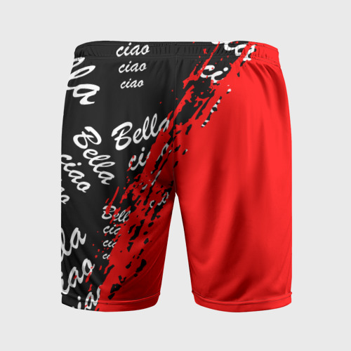 Мужские шорты спортивные с принтом La Casa de Papel bum bum ciao, вид сзади #1