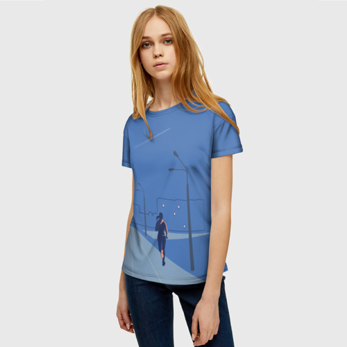 Женская 3D футболка с принтом Пробежка, фото на моделе #1