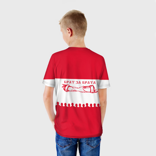 Детская футболка 3D с принтом Один за Всех и Все за Одного ФК Спартак, вид сзади #2