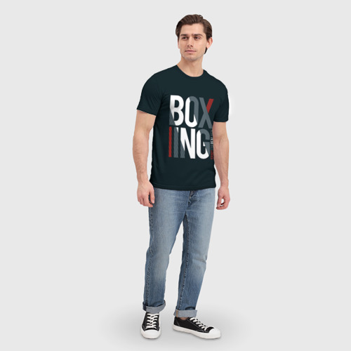 Мужская футболка 3D с принтом Бокс - Boxing, вид сбоку #3